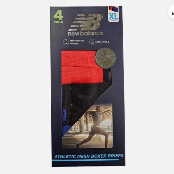 New Balance Men's Athletic Mesh Boxer Brief 4 Pack 115N - NB3015-4 - Picture 1 of 1